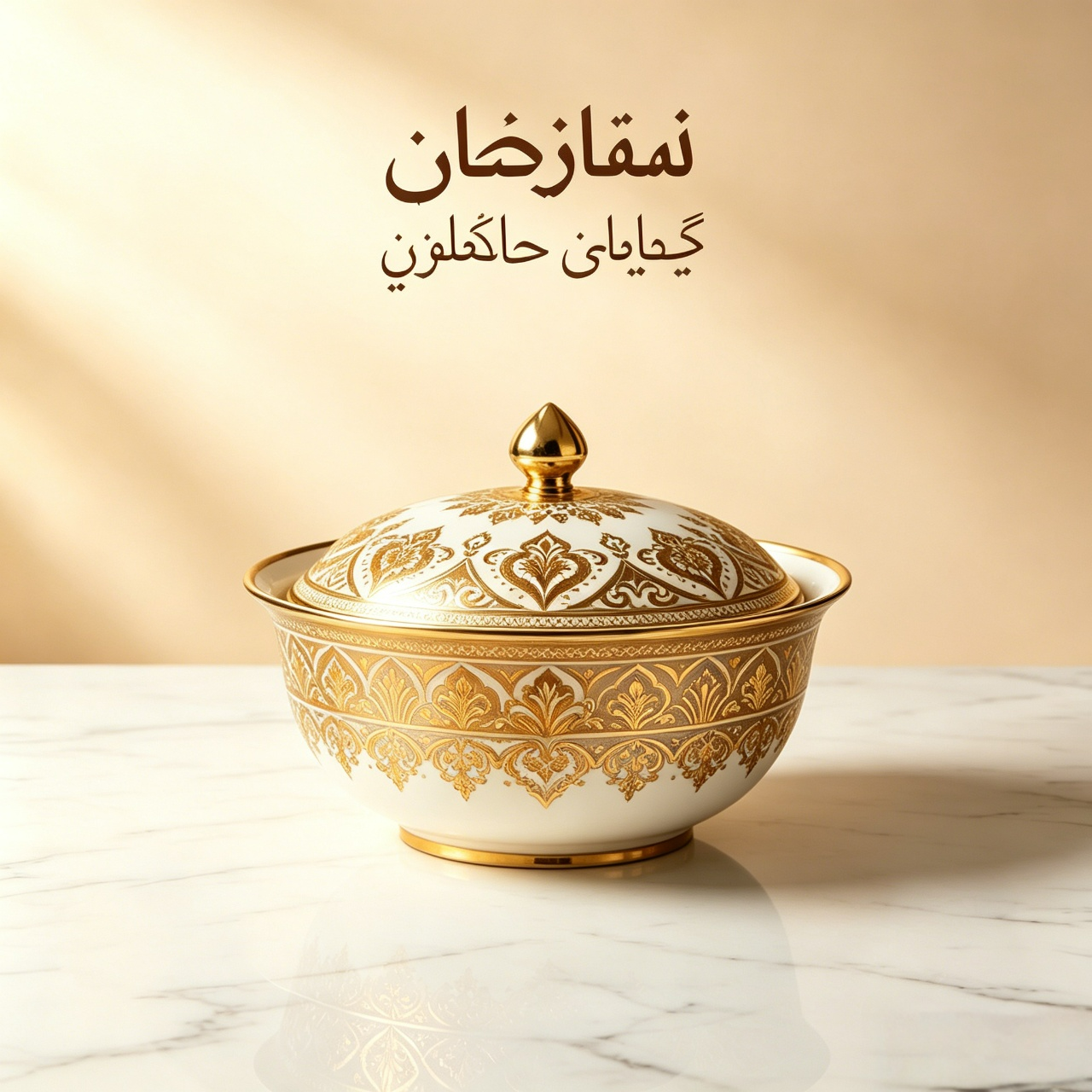 طقم أواني بورسلين فاخر مطلي بالذهب
