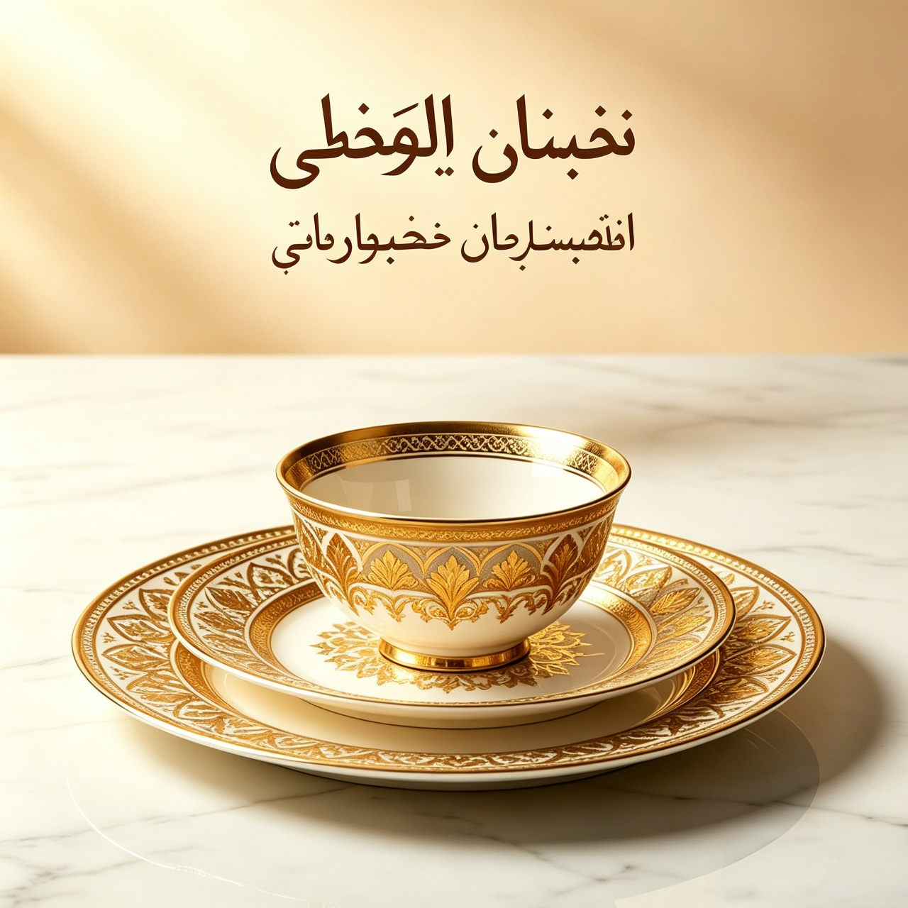 طقم أواني بورسلين فاخر مطلي بالذهب